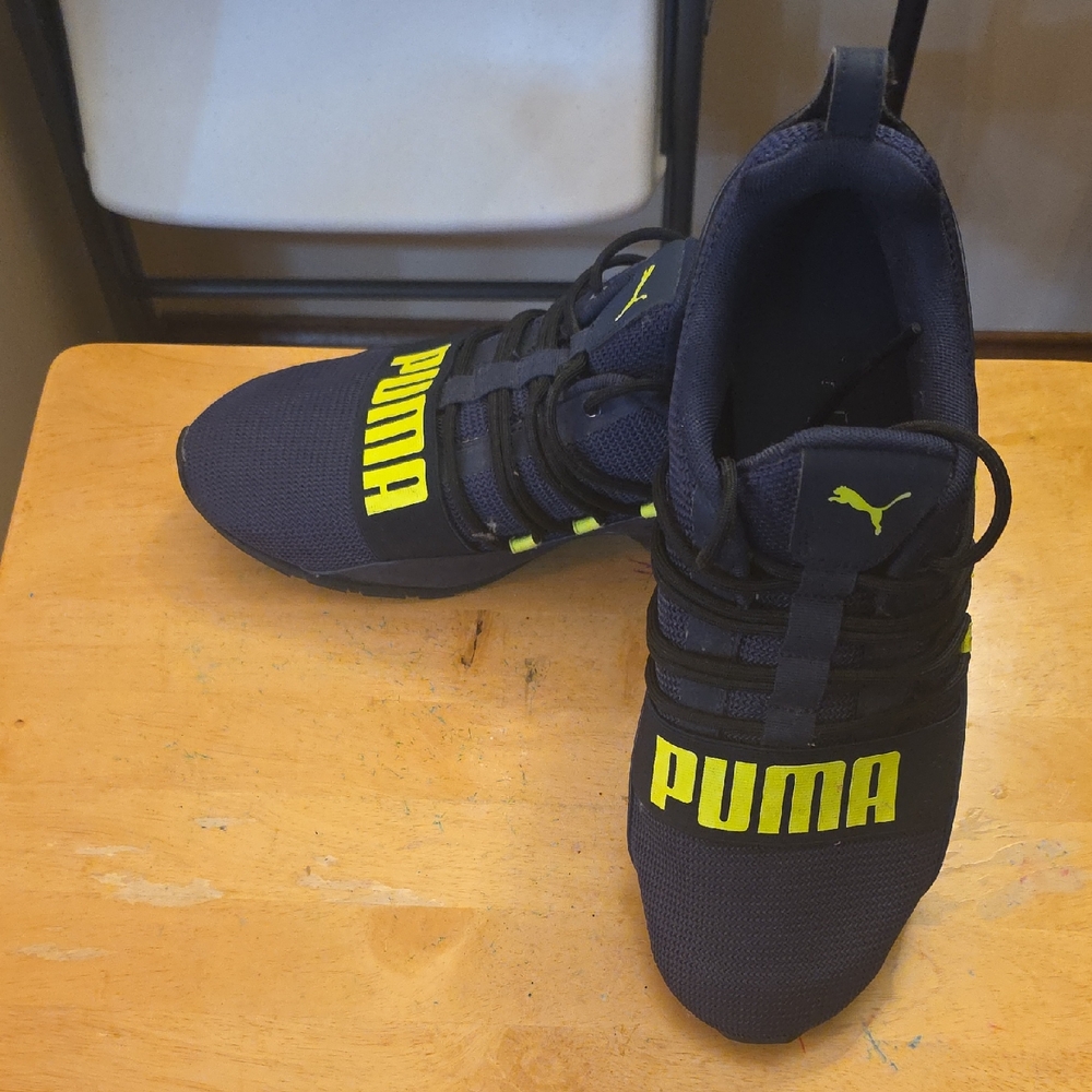 Puma Dark Blue and Bright Yellow Athletic Shoes